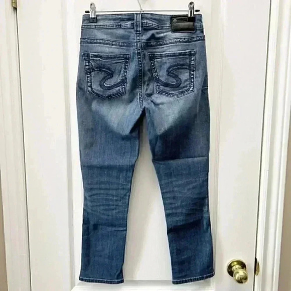 Silver Skinny Jeans Aiko High Capri Ankle Crop Mid Blue Denim Size 26 - Picture 4 of 16